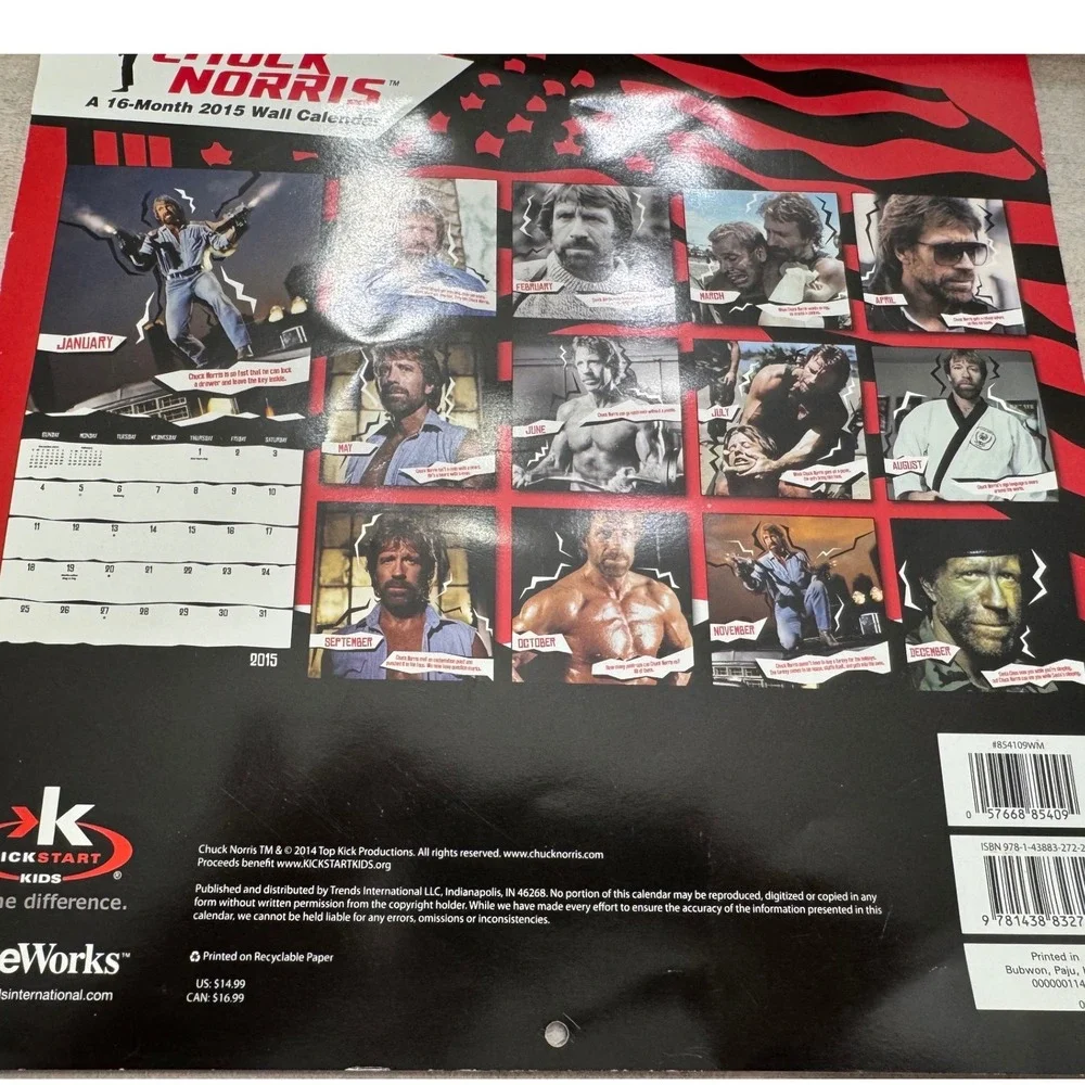 Chuck Norris 2015 16-Month Wall Calendar Trends International Collectible Meme
